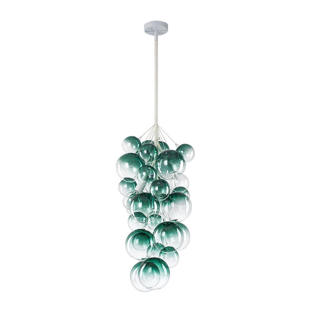Alma 3-Light 15.7-in W Modern Scandinavian White Gradient Green Glass Bubble Chandelier for Stairwell and Living Room price history on PriceWatchPro