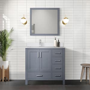 Jacques 36 in. W x 22 in. D Left Offset Dark Grey Bath Vanity, Cultured Marble Top, and 34 in. Mirror
