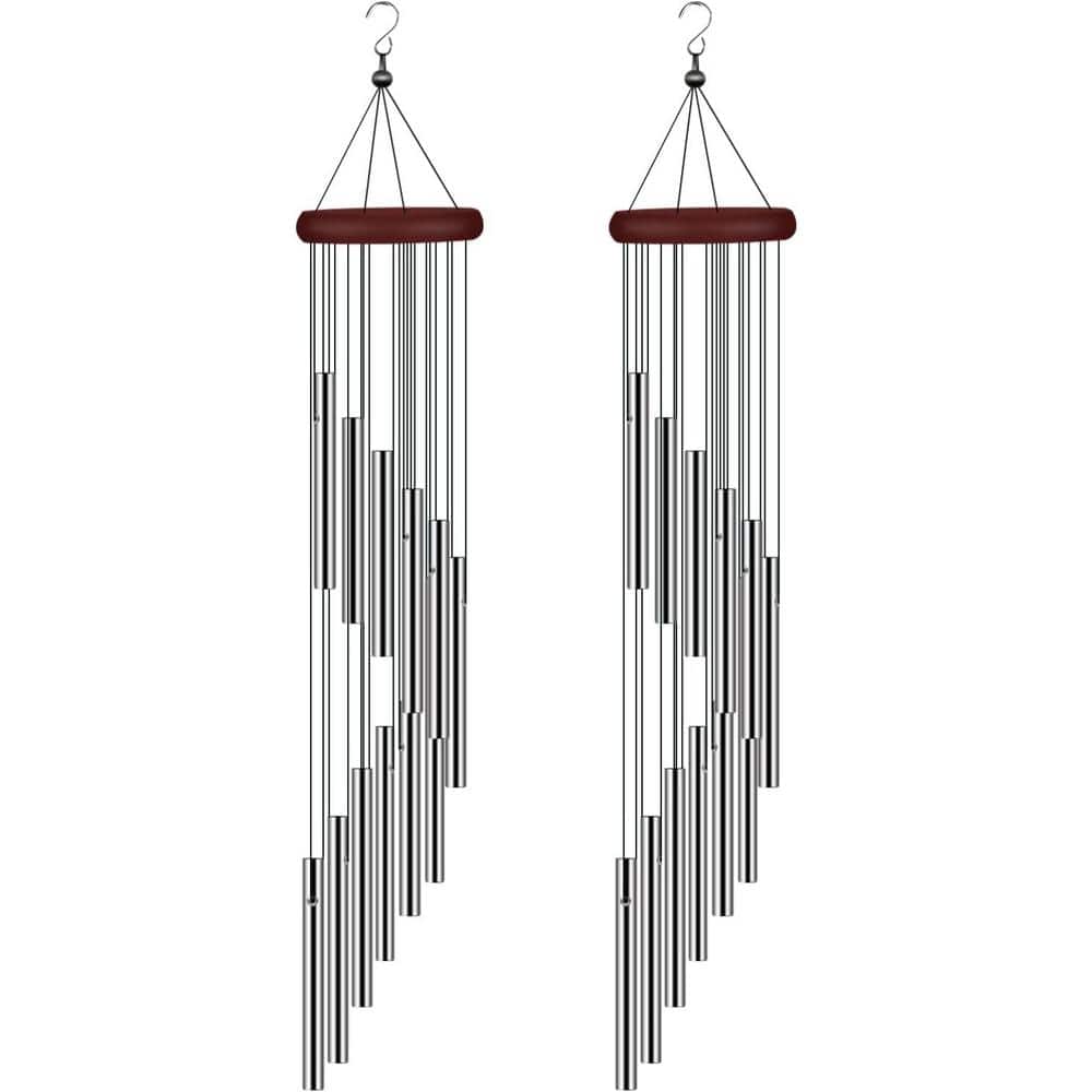 2-Pack Outside Sympathy Wind Chimes with 12 Aluminum Alloy Tubes and Hook D
