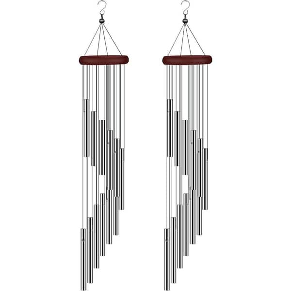 2-Pack Outside Sympathy Wind Chimes with 12 Aluminum Alloy Tubes and Hook Decoration for Home, Patio, Garden, Outdoor
