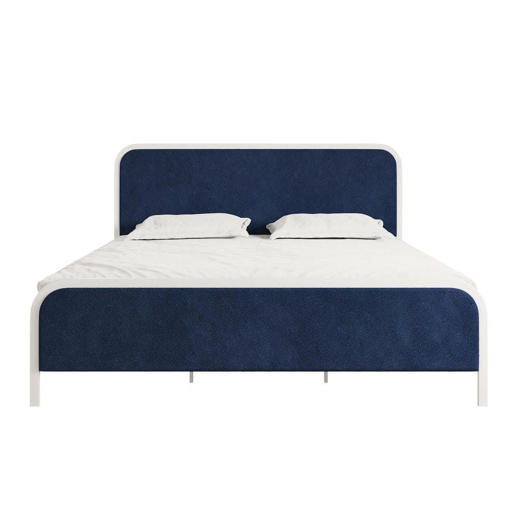 Front view of Novogratz Tallulah Navy Upholstered Platform Bed Frame
