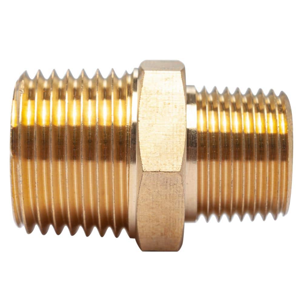 Made in USA Hex Brass Fitting Bushing Nipple 1/2" X 1/2" Male NPT Pack of 5 