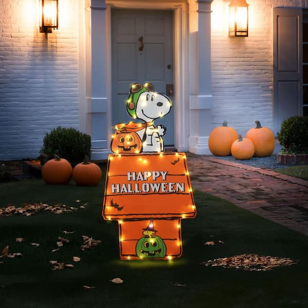 Peanuts 36 in. Snoopy and Woodstock Halloween Doghouse Plug-In