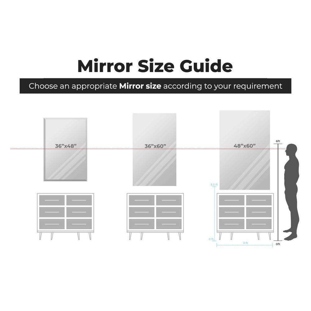 36" x 60" Frameless Polished Edge Rectangular Wall Mirror