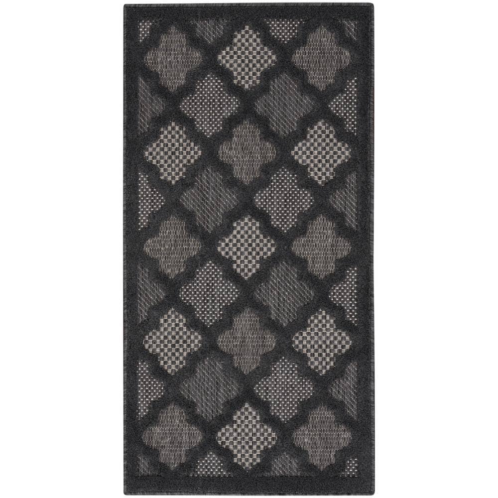 Easy Care Charcoal/Black 2 ft. x 4 ft. Trellis Contemporary Kitchen Runner Indoor Outdoor Area Rug price history on PriceWatchPro
