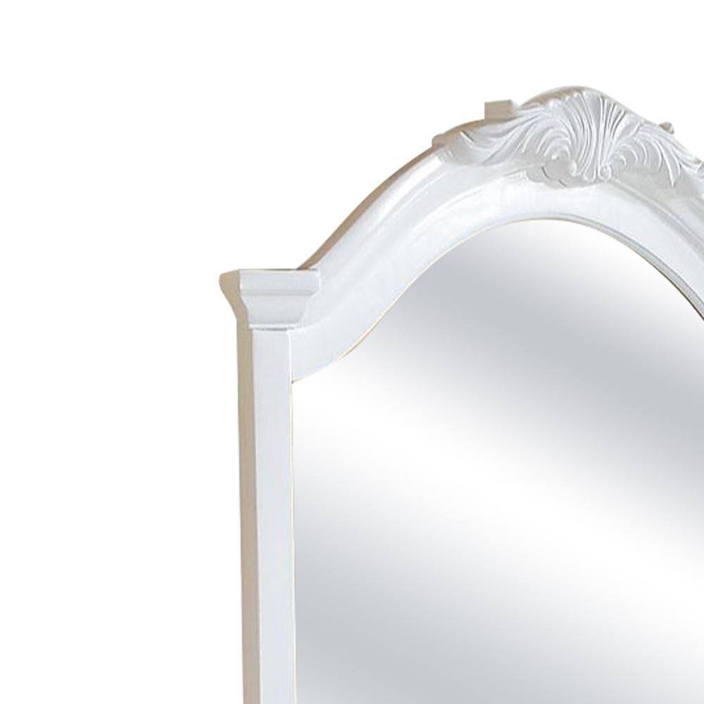 White Wood Rectangular Kids Dresser Mirror