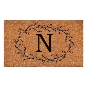 Rustic Leaf Vine Monogrammed Doormat, 36" x 72" (Letter N)