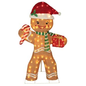 5 ft. Warm White LED Gingerbread Man Christmas Holiday Yard Decoration
