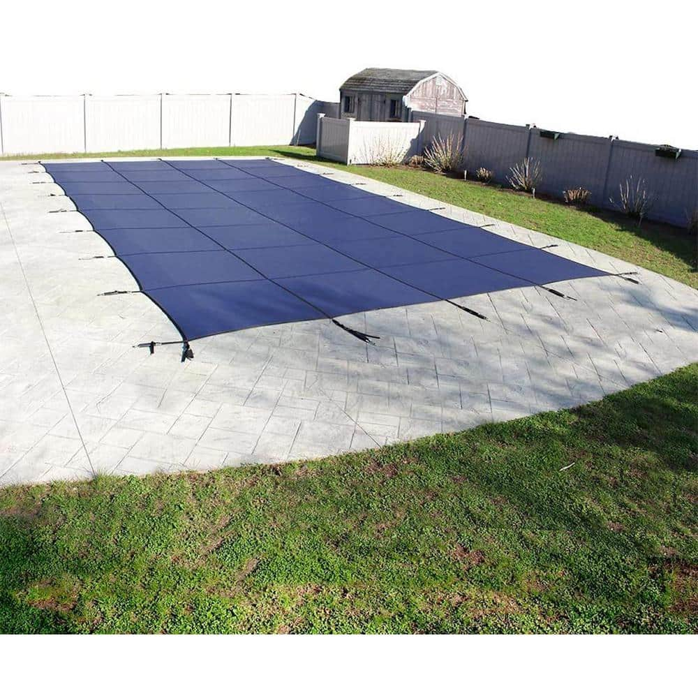 Pool Mate Mesh 16 ft. x 32 ft. Blue In Ground Pool Safety Cover 1632NS ...