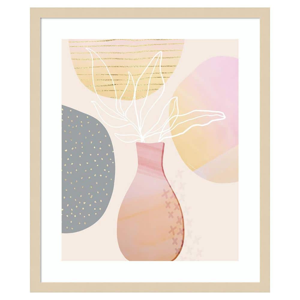 Mid Century Floral I Svelte Natural Framed Wall Art Print