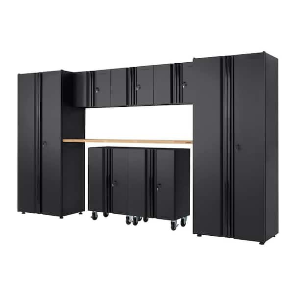 8-Piece Regular Duty Welded Steel Garage Storage System in Black (133 in. W x 75 in. H x 19 in. D)