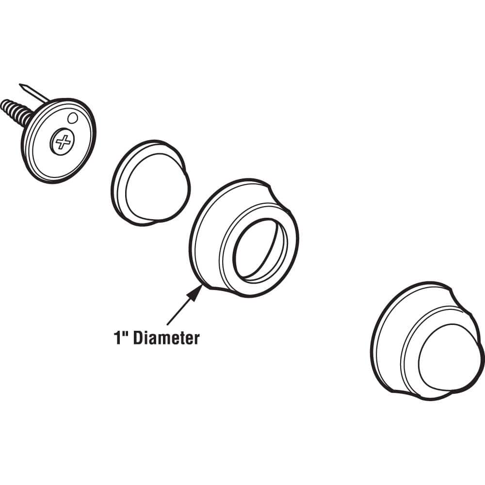 1-Inch Brushed Chrome Wall Stop with Convex Rubber Bumper