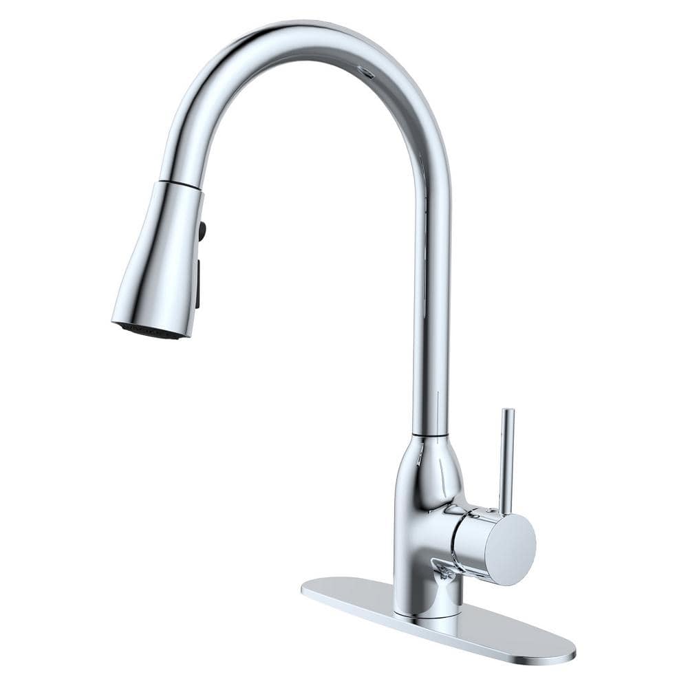 Single-Handle Pull-Down Sprayer Kitchen Faucet in Chrome