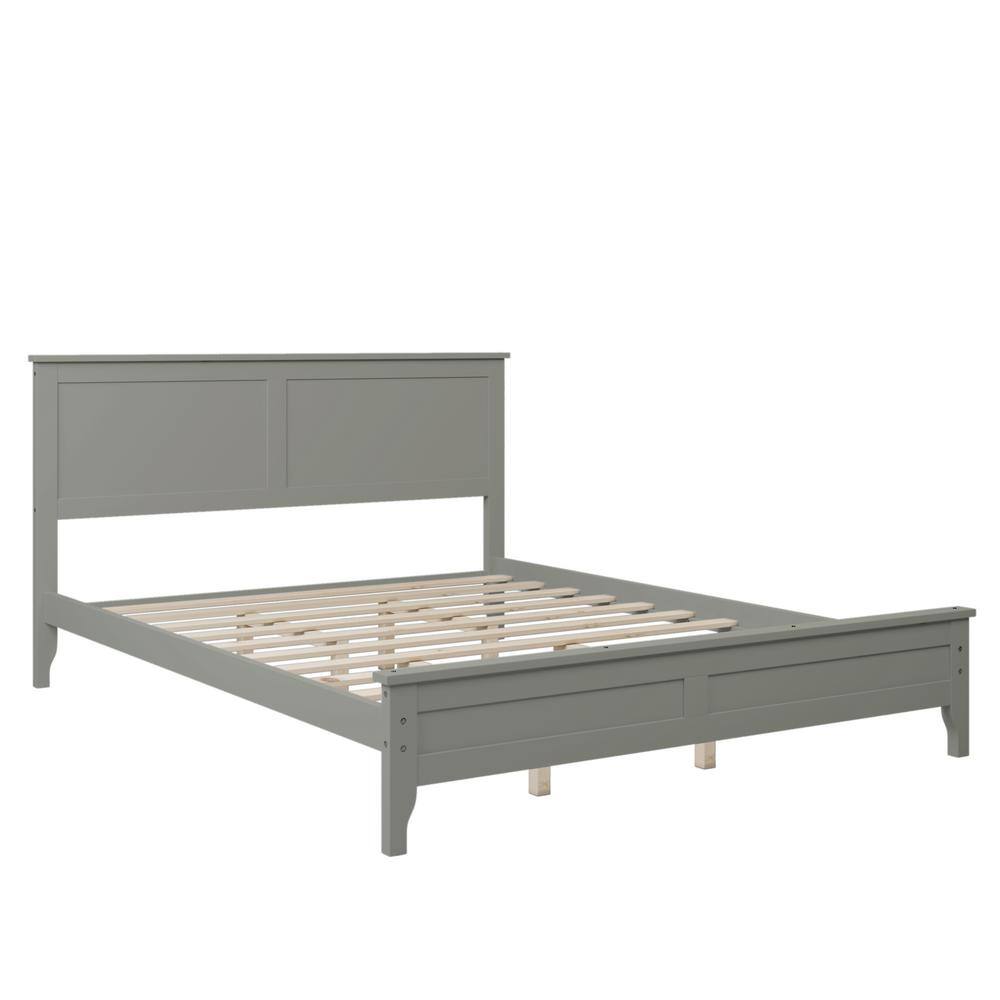 URTR Modern Style 60 in.W Gray Solid Wood Queen Size Platform Bed, Wood ...