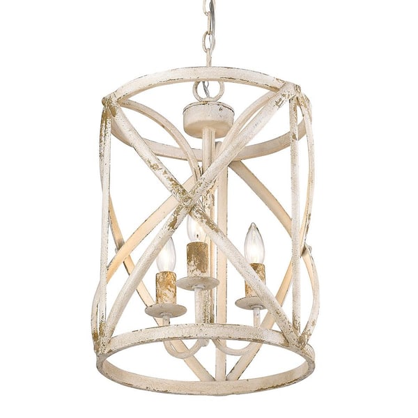 Golden Lighting - Alcott Collection 3-Light Antique Ivory Pendant