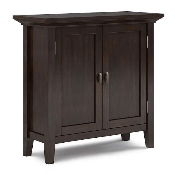 Redmond Solid Wood 32 in. Wide Transitional Low Storage Cabinet in Brunette Brown