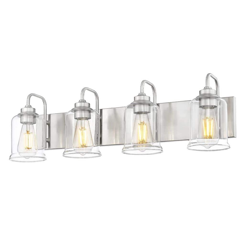 28.5 in. 4 Light Brushed Nickel Vanity Light with Clear Glass Shade price history on PriceWatchPro