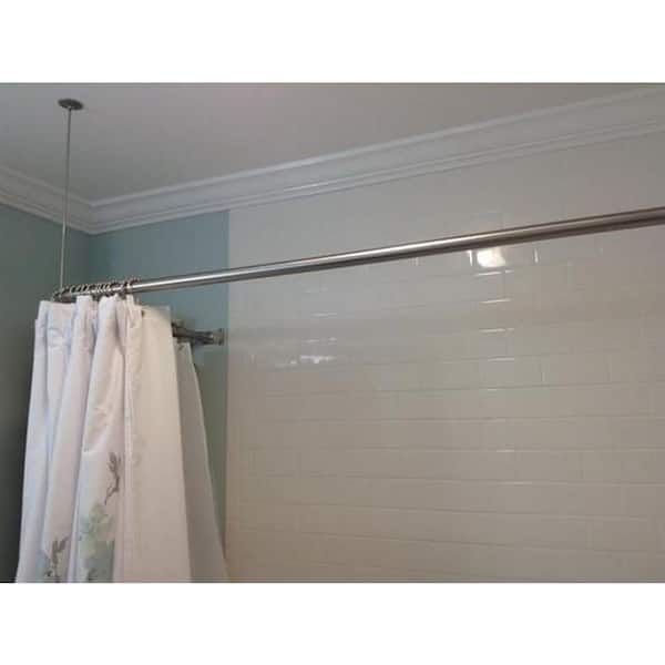 64 in. x 27 in. Corner Shower Rod in Brushed Nickel