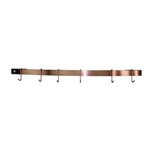 Handcrafted 30 in. Brushed Copper Curved Wall Rack Utensil Bar with 6-Hooks
