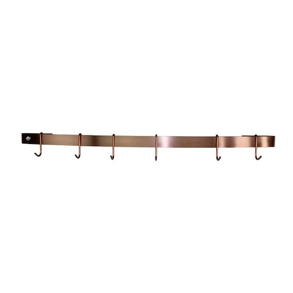 Enclume Handcrafted 30 in. Brushed Copper Curved Wall Rack Utensil Bar with 6-Hooks