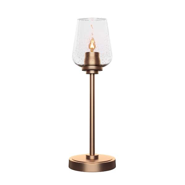 Unbranded Quincy 17.5 in. New Age Brass Accent Lamp with Clear Bubble Glass Shade