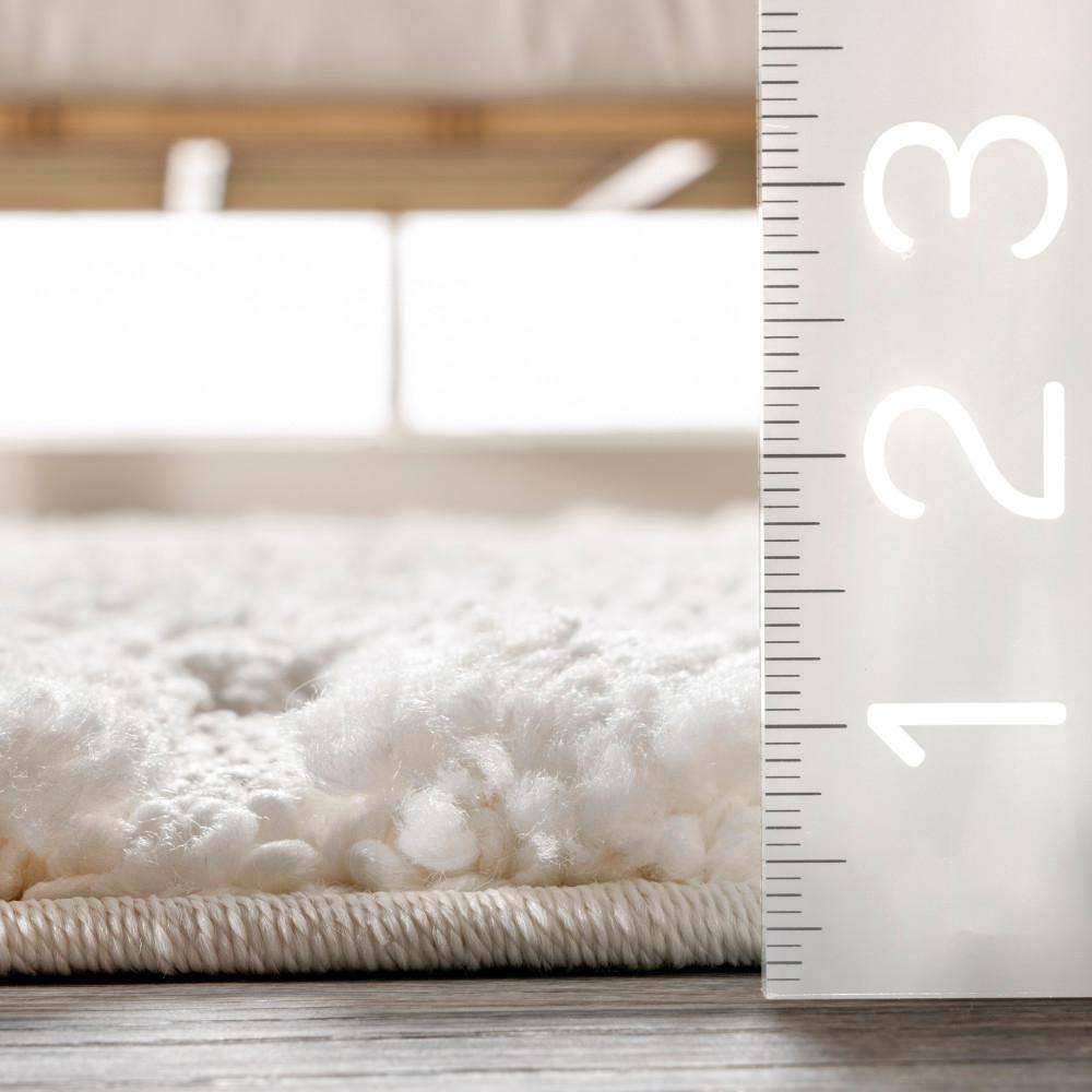 Risette Ivory Synthetic Shag Rectangular 3x5 Area Rug