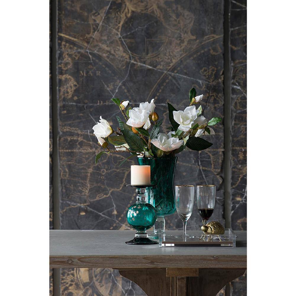 White Plastic Magnolia Stems Set of 6