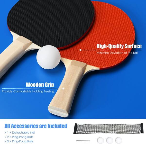SereneLife Ping Pong Paddle Set-4 Wood Ping Pong Paddles, 8 Tournament  Table