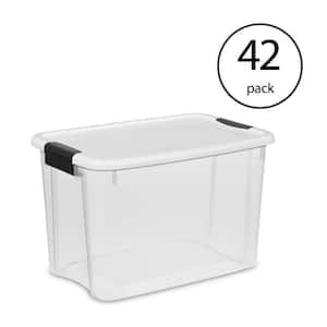 30 Qt. Ultra Latch Clear Storage Box with White Lid (42 Pack)