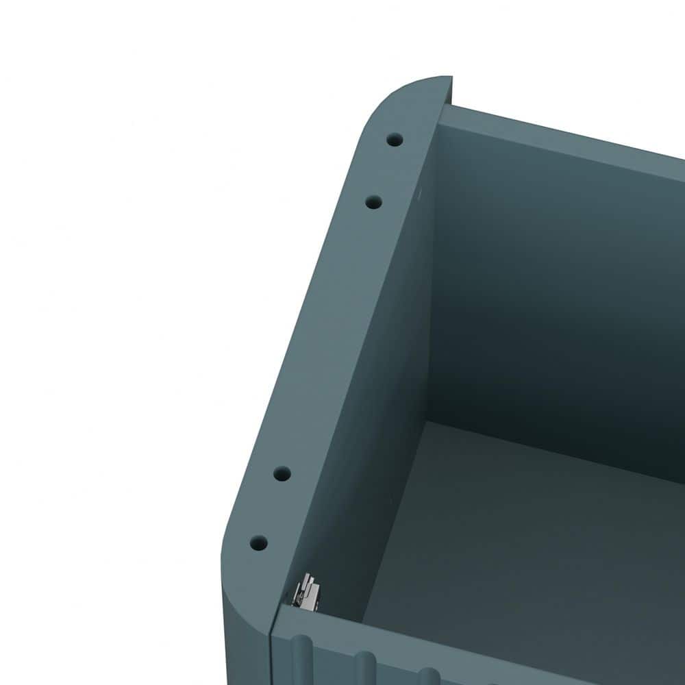 Detail of the cabinet side structure and fluted panel.