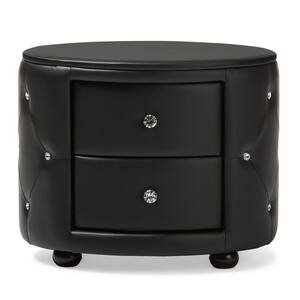 Davina 2-Drawer Black Nightstand