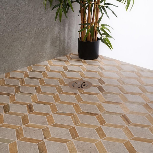 Everlasting Diamond Birch 9.44 in. x 11.81 in. Matte Wood Look Porcelain Mosaic Tile (0.76 sq. ft./Each)