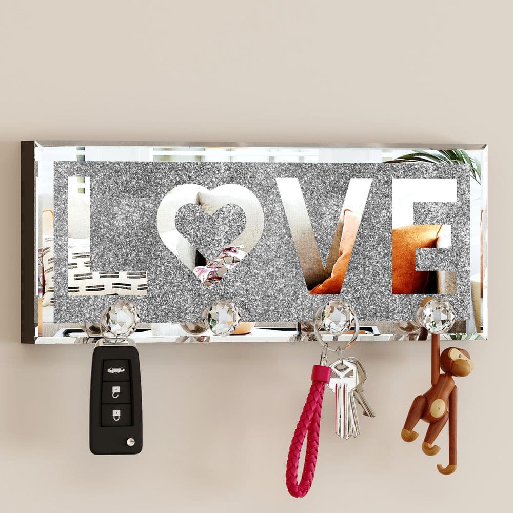 Handmade Silver Rectangle Glass 11.8 in. Decorative Wall Key Hook price history on PriceWatchPro