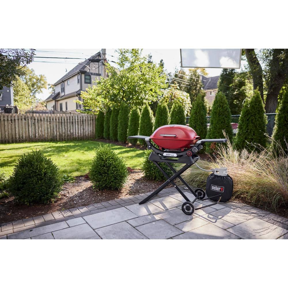 Black Portable Grill Cart with Wheels