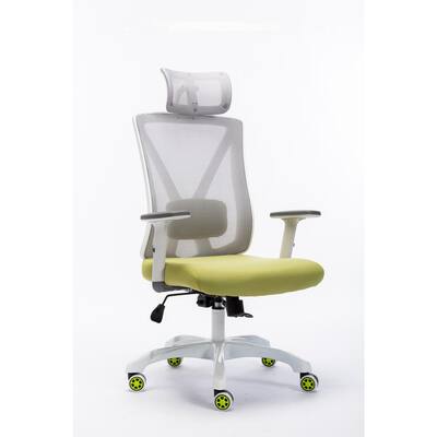 Green Fabric with Adjustable Lumbar Support and Armrests Breathable Mesh Back Padded Seat Ergonomic Task Office Chair