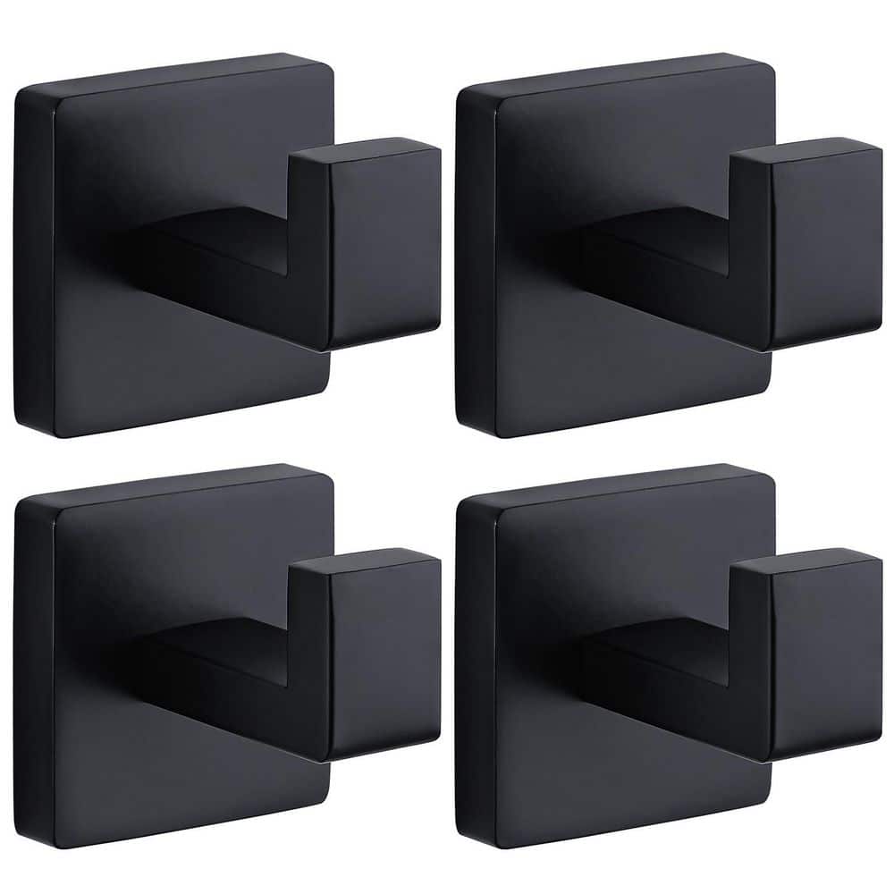 4 Pack J-Hook Bath Hooks in Matte Black for Bathroom Robe Hook Coat Hook, Wall Mounted Square Hooks price history on PriceWatchPro