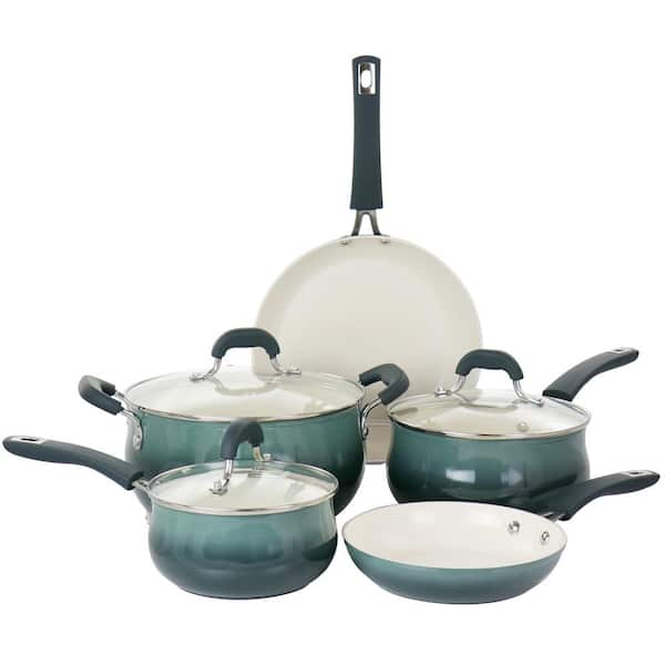 Oster Corbett 8-Piece Nonstick Aluminum Cookware Set in Blue