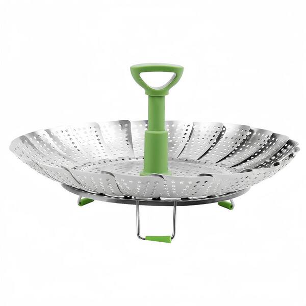 5.1 in.-9 in. Stainless Steel Steamer Basket with Folding, Expandable for Steaming Vegetables and Other Foods in Pots