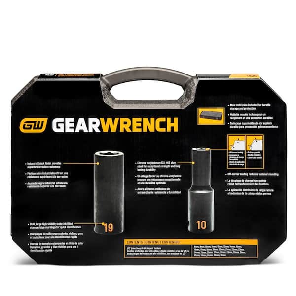 GEARWRENCH 1/2 in. Drive 6-Point Metric Hi-Viz Deep Impact Socket