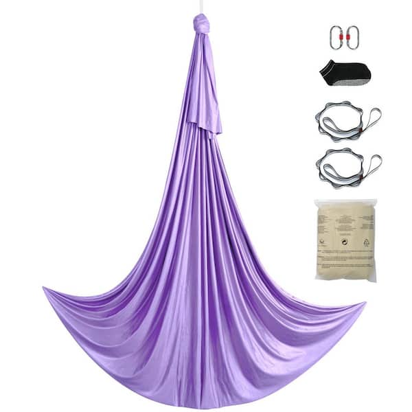 Aerial Yoga Hammock and Swing, 4.4 Yards, Yoga Starter Kit in Purple with 100gsm Nylon Fabric, Full Rigging Hardware