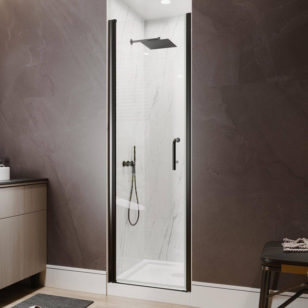 Victoria 32 to 34 in. W x 72 in. H Pivot Swing Frameless Shower Door in Matte Black with Clear Glass price history on PriceWatchPro