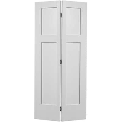 36 in. x 80 in. 4 Panel Winslow Primed White Hollow-Core Composite Bi-fold Interior Door
