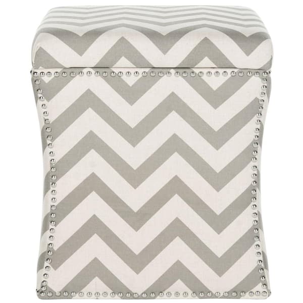 SAFAVIEH Flora Grey Zigzag Storage Ottoman