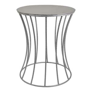 21 in. Silver and Gray Round Metal Plant Stand with 1-Tier