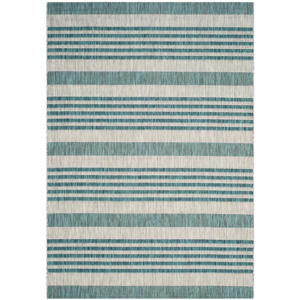 Grey/Blue Easy-Care Rectangular Synthetic 5' x 7' Area Rug