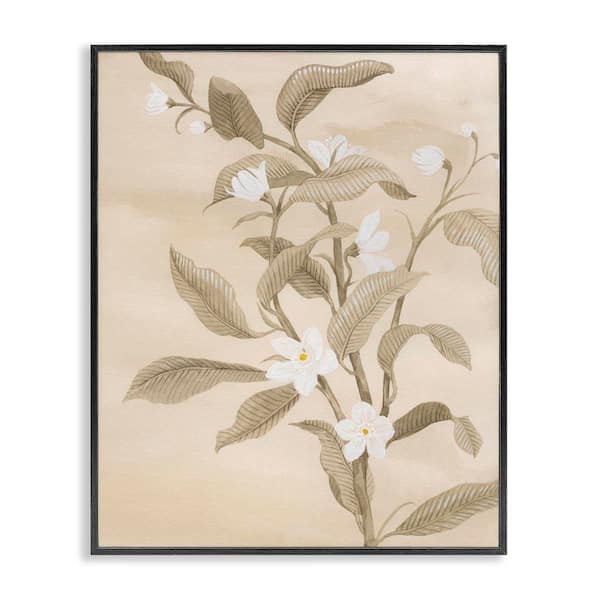 Stupell Industries Neutral White Daffodils by Grace Popp Black Framed Nature Giclee Art Print 30 in. x 24 in.