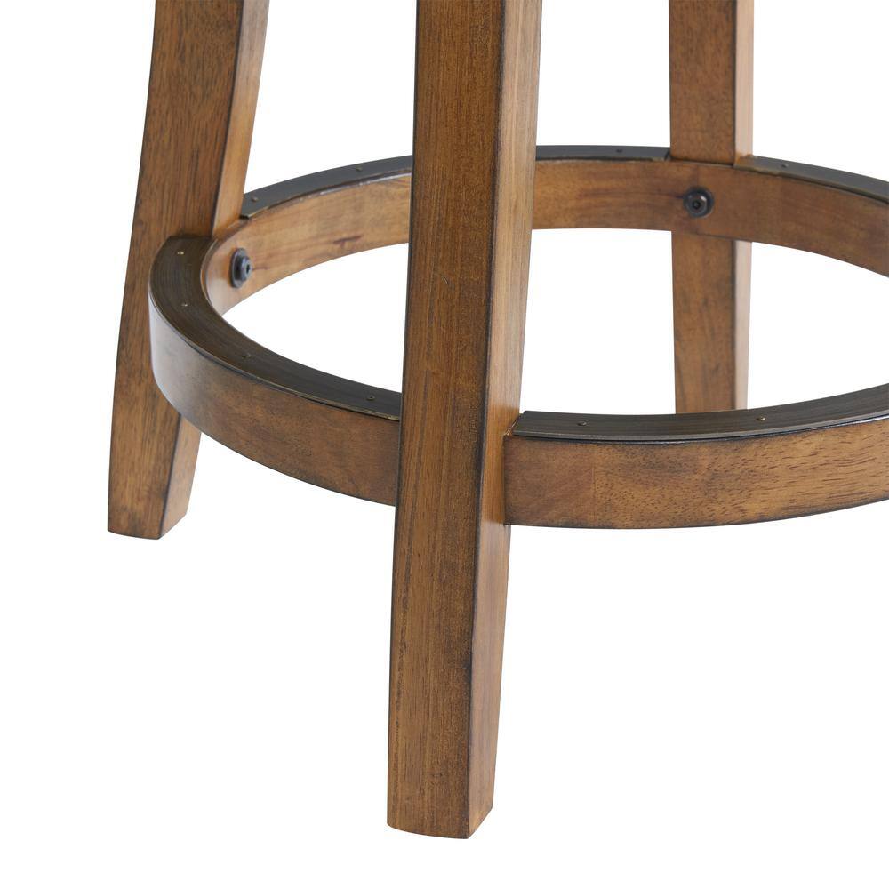 Ellie 21" Brown Rubberwood Linen Swivel Counter Stool