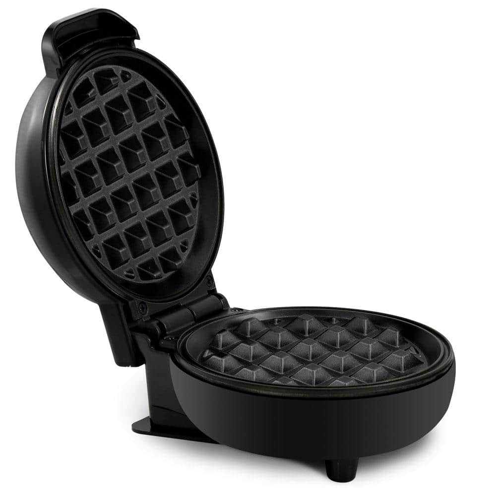 Compact Black Nonstick Belgian Style Mini Waffle Maker