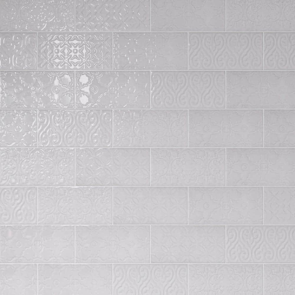 MOLOVO Zurbaran Blanco 4.73 in. X 9.45 in. Polished Ceramic Subway Wall ...