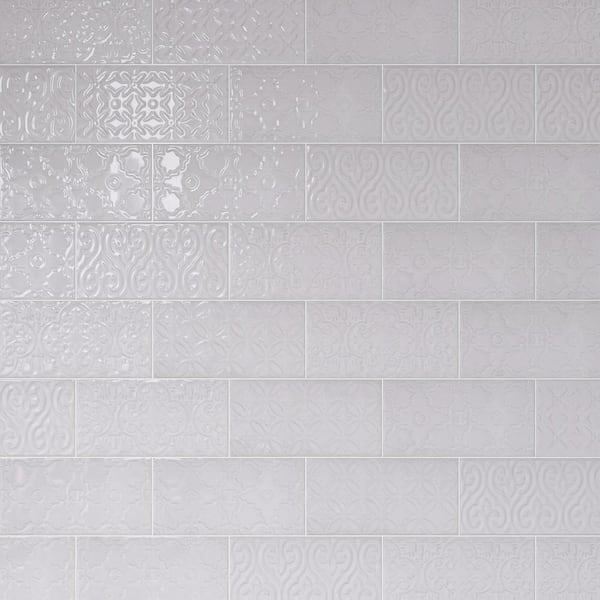 MOLOVO Zurbaran Blanco 4.73 in. x 9.45 in. Polished Ceramic Subway Tile Sample